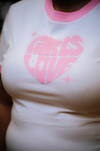 Tee | Girls Love - WH/PK [Preorder:  Ships November 2026]