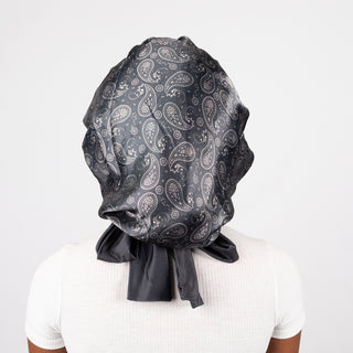 Tie Bonnet | Black Paisley